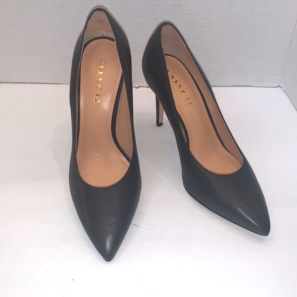 Coach Shoes - Coach Skyler  Stiletto Black Leather Pointed Toe Pumps Size 8.5